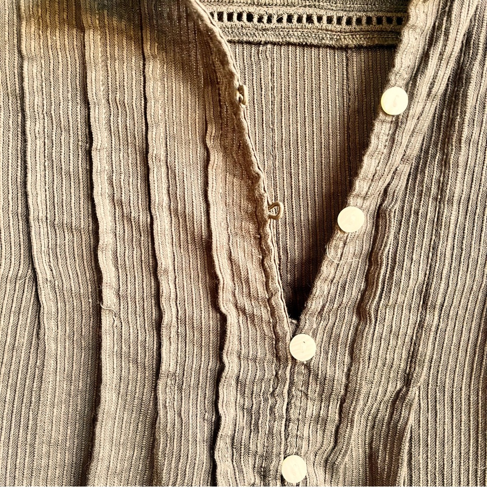 Quince Women's M Organic Textured Cotton Peasant Blouse Boho Chic - Picture 3 of 9